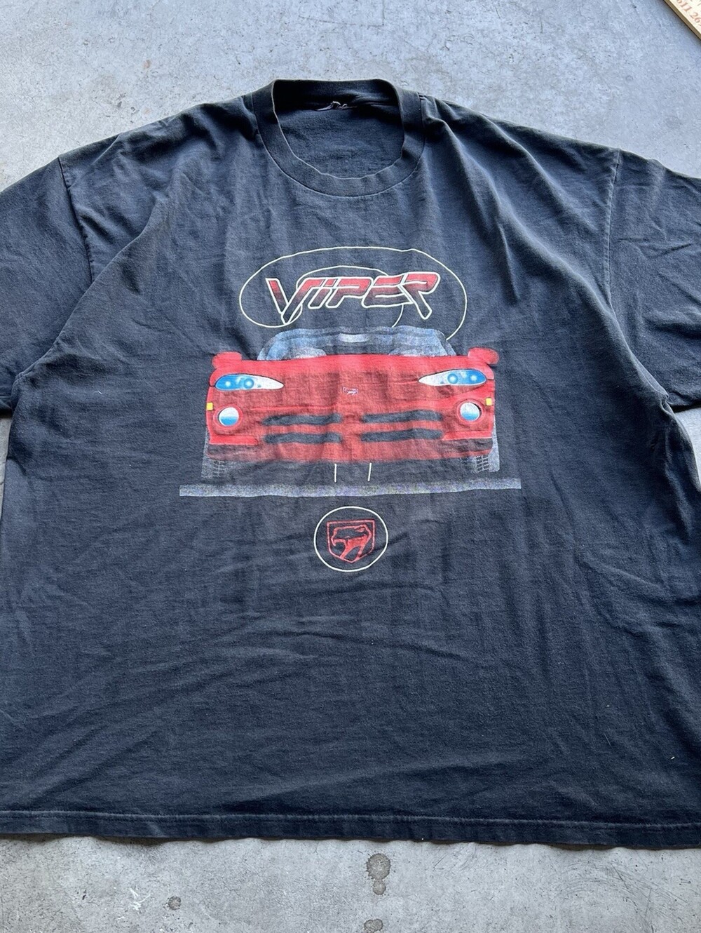 Viper Sports Car Vintage T Shirt 90s Funny Nascar Humor XL USA Faded Black